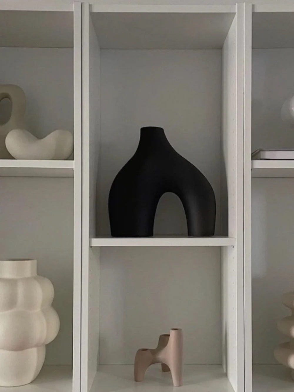 H&M Home Stoneware Geometric Contemporary Ceramic Sculptural Vase Large Black